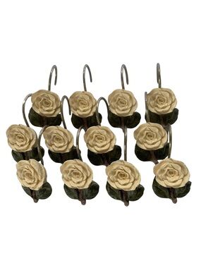Vintage Rose Shower Curtain Hooks Set of 12